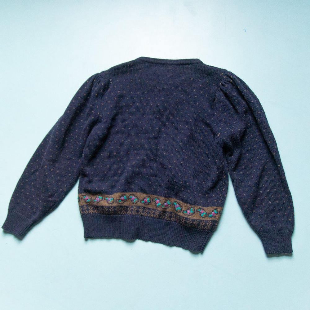 80s Susan Bristol Hand Embroidered Cottage Heart Cardigan Sweater Grandma Medium - Picture 8 of 8
